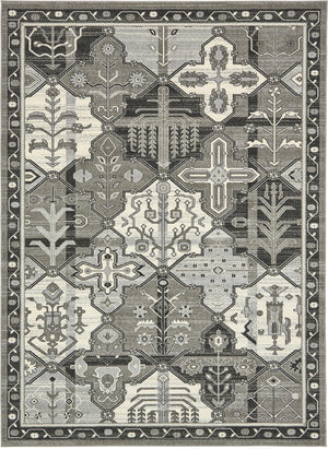 Unique Loom La Jolla Cathedral Machine Made Geometric Rug Gray, Black/Ivory/Silver 7' 10" x 11' 0"
