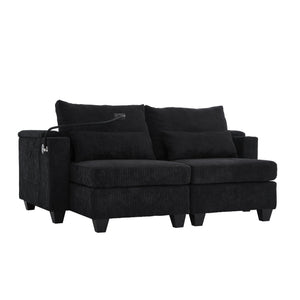 English Elm Convertible Chaise Lounge Sofa Bed With Usb Ports, Hidden Storage, Cup Holders - Stylish & Versatile! N719S002020B