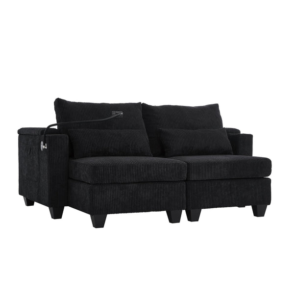 English Elm Convertible Chaise Lounge Sofa Bed With Usb Ports, Hidden Storage, Cup Holders - Stylish & Versatile! N719S002020B