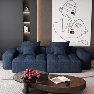 English Elm Modern Oversized Modular Sectional Sofa With 2 Chaise Lounges, Sparkling Chenille, No Assembly, Blue W1885S00067