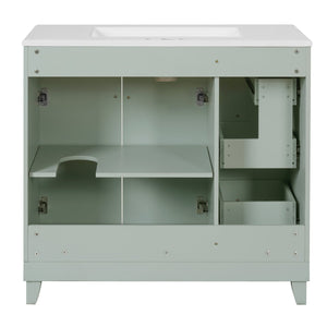 English Elm 36" Modern Bathroom Vanity with Ceramic Sink, Soft-Close Doors, Double-Layer Drawer & Storage Elegance Green N729P289163F