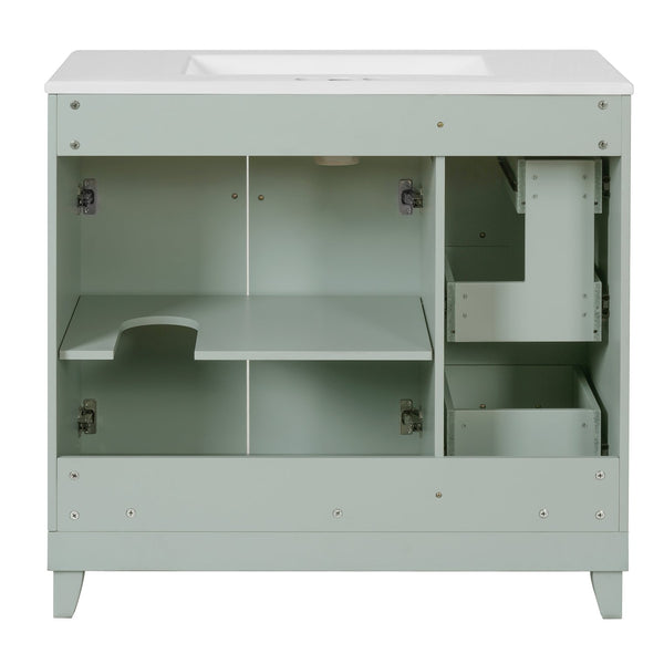 English Elm 36" Modern Bathroom Vanity with Ceramic Sink, Soft-Close Doors, Double-Layer Drawer & Storage Elegance Green N729P289163F