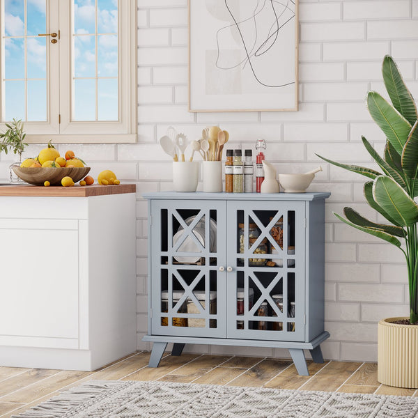 English Elm Homcom French-Inspired Sideboard Buffet Cabinet With Double Fretwork Doors For Elegant Storage Solutions W2225P217725