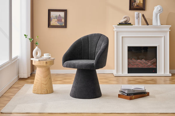 English Elm 068-chenille Swivel Accent Armchair Sculptural Curved Back Upholstered Living Room Seat Gray W527P438695
