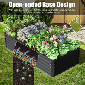 English Elm 6x3x1.5ft Galvanized Raised Garden Bed — Heavy-Duty Steel Planter with Open Base, Reinforced Rods, Safe Edge for Vegetables Flowers and Easy Assembly Gray W1859P197913