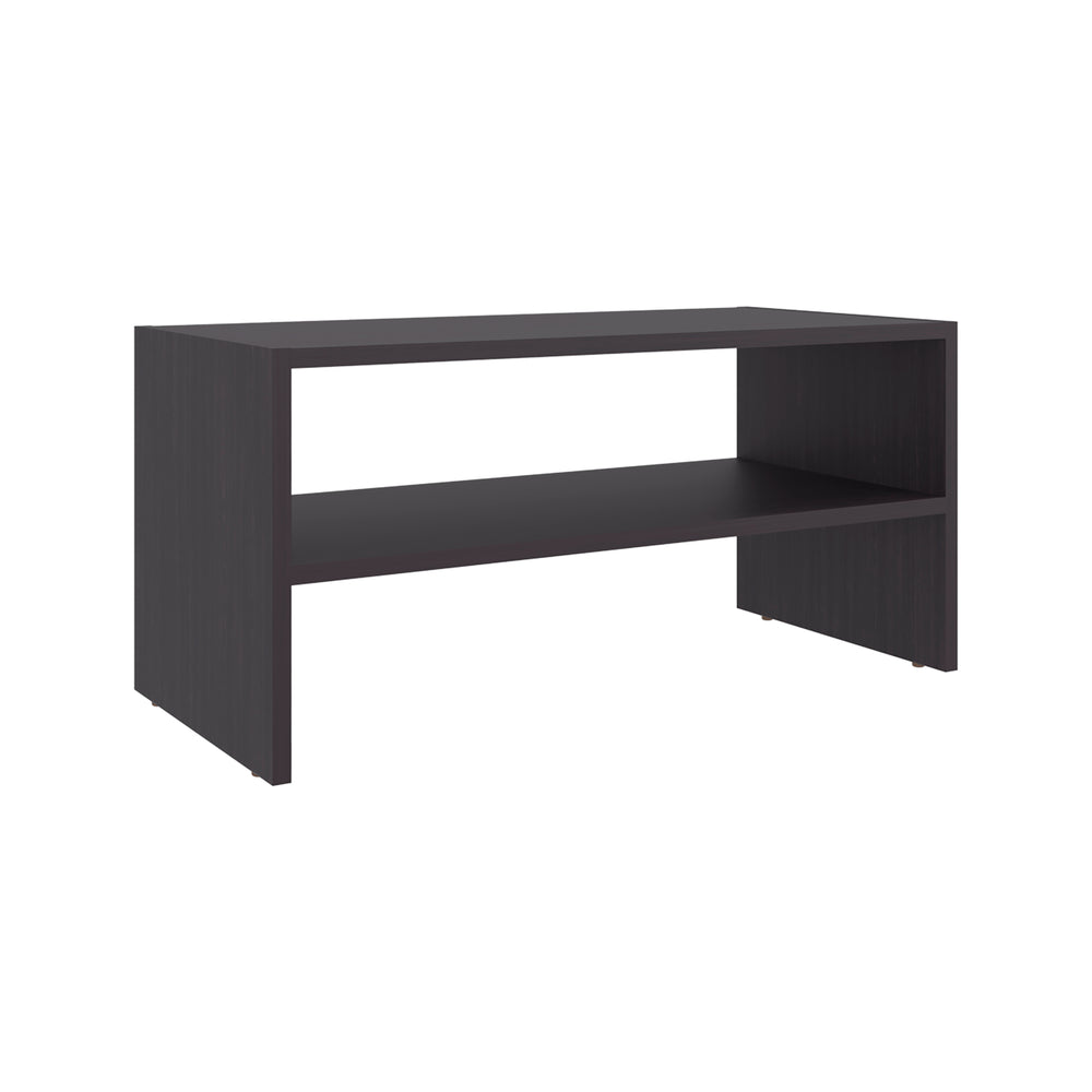 English Elm Shoe Organizer with Two Shelves, Compact Smoke Oak Engineered Wood Storage for Entryway & Home Decor Black 28.74 L x 15.35 W x 3.15 H B097P395906