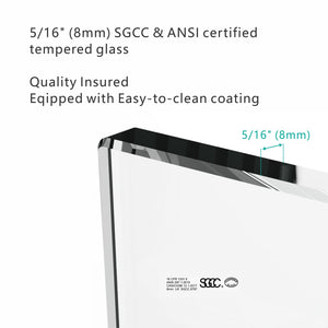 English Elm S-RM6076TB Frameless 56-60" x 76" Sliding Shower Door, 8mm Tempered Glass, Matte Black Rollers and Towel Bar W1865P189853
