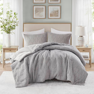 English Elm 3 Piece Oversized Comforter Set Full/Queen - Cotton Blend Face, Plush Polyester Fill, Hotel-Style Cozy Grey 23.62 L x 22.83 W x 12.99 H B035P280374