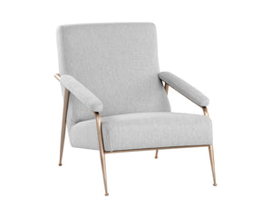 Sunpan Tutti Lounge Chair - Elegant Mid-Century Design with Clean Lines and Antique Brass Stainless Steel Frame San Remo Winter Cloud