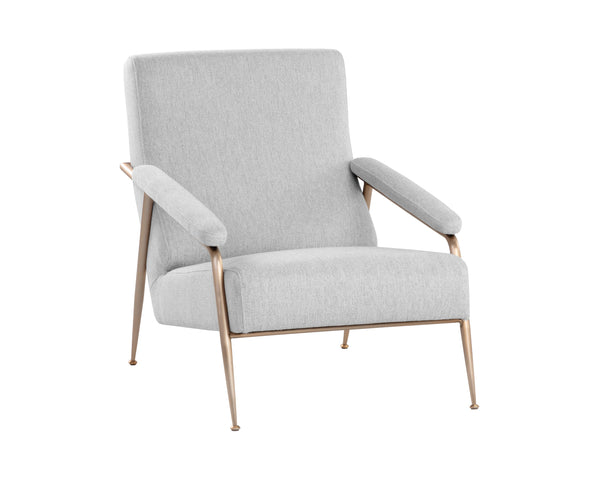 Sunpan Tutti Lounge Chair - Elegant Mid-Century Design with Clean Lines and Antique Brass Stainless Steel Frame San Remo Winter Cloud