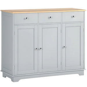 English Elm Freestanding Rubberwood Top Sideboard with Three Drawers and Double Door Cabinet T3971P464939