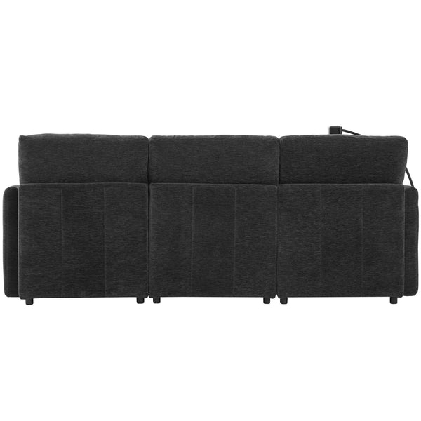 English Elm Modern Sectional Sofa: Versatile U-Shaped Couch With Usb Ports, Movable Ottoman & Lumbar Pillows N719S002050B