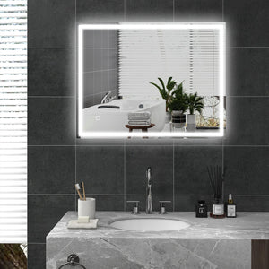 English Elm HOMCOM LED Bathroom Mirror 36"x28" Dimmable Touch Control, 3 Color Temps, Defogging, IP44 W2225P173994