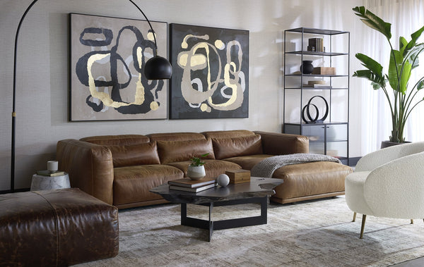 Sunpan Vern Floor Lamp – Stylish Arc Design with Unique Marble Base for Chic Living and Work Spaces Black