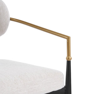 English Elm Fabric Upholstered Dining Chairs Glam Set of Two with Gold Accents Iron Frame N768P379506B