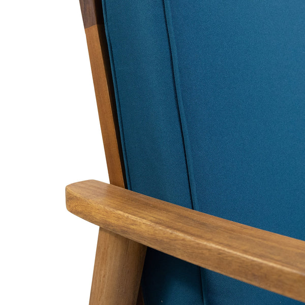 English Elm Christopher Knight Home® - Willowbrook Acacia Teak Brown 4-Piece Outdoor Conversation Set with Slat Design & Teal Cushions 68624.00DT-2_68628.00DT