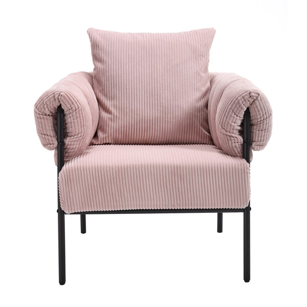 English Elm TS Modern decorative chair with plush teddy fleece upholstery and gold metal legs for luxe comfort and style Light Pink W2311P308066