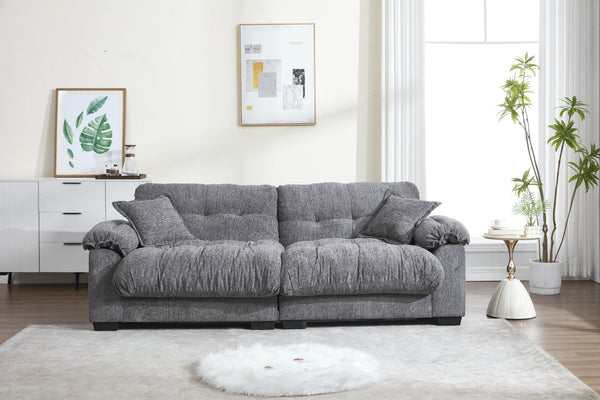English Elm Casual 3-Seater Chenille Pleated Sofa In Gray - Modern Comfort, Stylish Design, And Long-Lasting Support W2100S00211