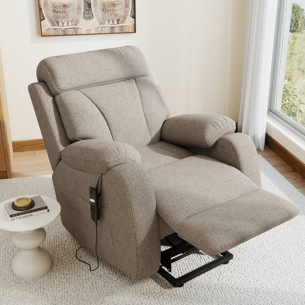 English Elm Power Lift Recliner Chair Velvet Upholstered Senior Assist Motorized Living Room Seat W1028S00061