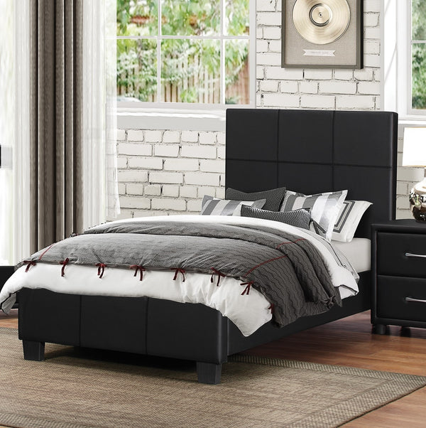 English Elm Contemporary LED Panel Queen Bed with Integrated Lighting, Sleek Wooden Frame and Modern Headboard Design Black 53 L x 41 W x 3.75 H B011S01761