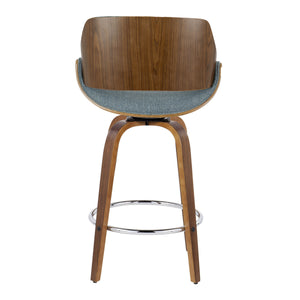 English Elm 26" Mid-century Swivel Counterstools Walnut Legs Camel Faux Leather Seat Set of 2 B202S00259