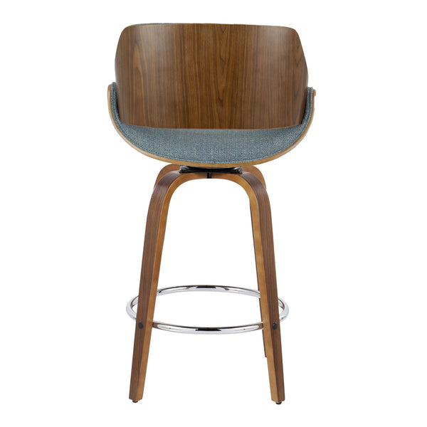 English Elm 26" Mid-century Swivel Counterstools Walnut Legs Camel Faux Leather Seat Set of 2 B202S00259