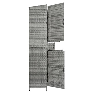 English Elm K&k Tall Arched Pe Rattan Outdoor Storage Cabinet with Adjustable Shelves and Steel Frame Grey N707P420102G