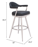 Vagur Swivel Barstool Black 110045 Zuo Modern