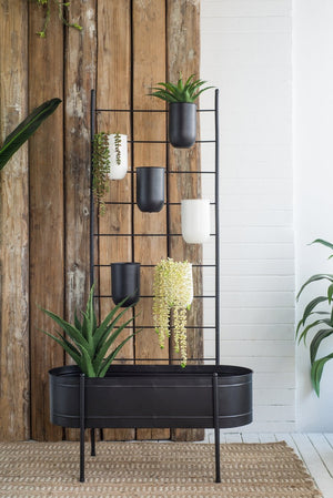 English Elm 32x14x60" Matte Black Iron Ladder Plant Stand with Bucket Planters for Indoor Outdoor W2078P499969