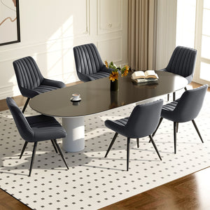 English Elm Modern Dining Chairs Set Of 4 - Comfy Upholstered Fabric With Metal Legs For Dining Room & Kitchen T3950P394446