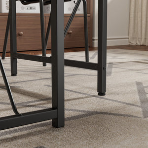 English Elm 4 4-Piece Dining Set with Marble Top, Faux Leather Chairs & Bench — Space-Saving Kitchen, Nook, Home Workstation W578P150068