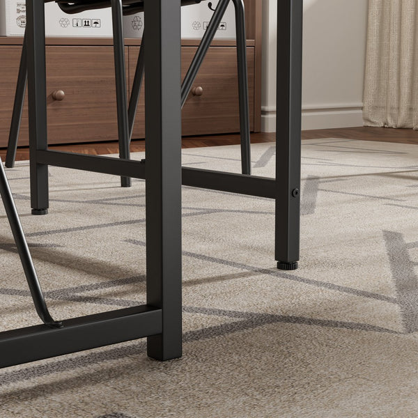 English Elm 4 4-Piece Dining Set with Marble Top, Faux Leather Chairs & Bench — Space-Saving Kitchen, Nook, Home Workstation W578P150068