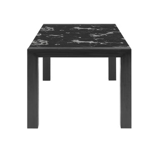 English Elm Dahiris Black Faux Marble Dining Table for 6 — Solid Wood & MDF, Sturdy Large Block Legs, Modern Elegance B201P359586