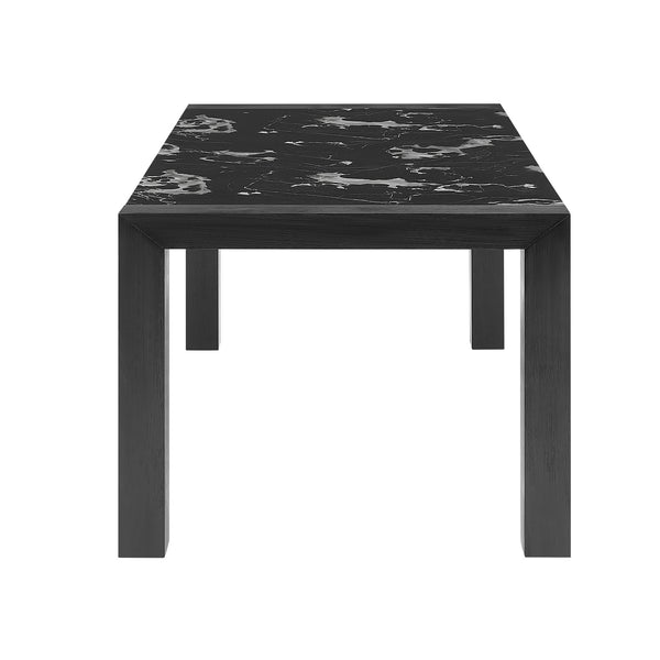 English Elm Dahiris Black Faux Marble Dining Table for 6 — Solid Wood & MDF, Sturdy Large Block Legs, Modern Elegance B201P359586