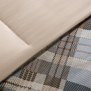 English Elm Full/Queen Down Alternative Comforter Mini Set - Cozy Plaid Design With Hypoallergenic Comfort & Style B035100459