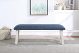 OSP Home Furnishings Callen Bench Navy, White Wash base