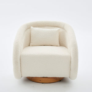 English Elm Swivel Barrel Chair Plush Teddy Fabric Pumpkin Silhouette for Living Room or Bedroom W3244P288825