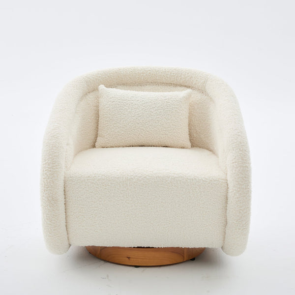 English Elm Swivel Barrel Chair Plush Teddy Fabric Pumpkin Silhouette for Living Room or Bedroom W3244P288825