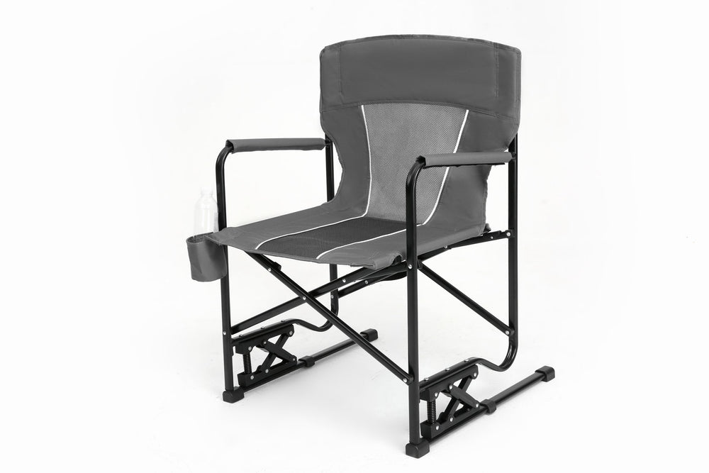 English Elm Outdoor Freestyle Rocker Camping Chair with Spring-Action Shock Absorbers, Eazy-Fold Setup, Mesh Backrest and Cup Holder for Comfort and Durability Gray W640P224429