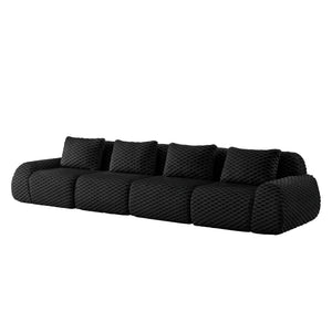 English Elm 146" Modular Sectional Sofa Flannelette 4 Seater Deep Seat Minimalist Living Room W714S01535
