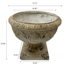 English Elm Mgo Square Garden Urn Hand-painted Antique White Outdoor Planter for Patios W5230P449932