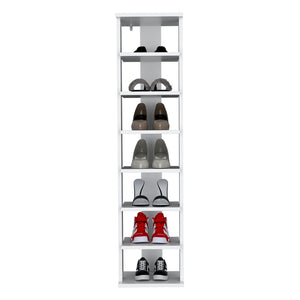English Elm Banks Vertical Shoe Rack Organizer 7-Shelf White Engineered Wood Space-Saving Durable Storage Unit B092P306241