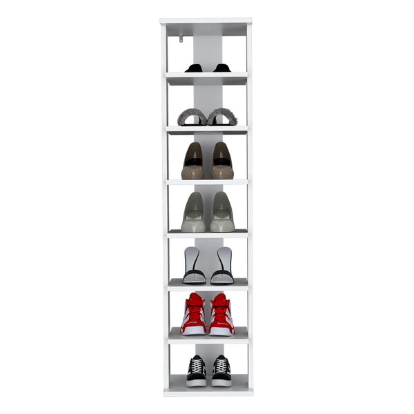 English Elm Banks Vertical Shoe Rack Organizer 7-Shelf White Engineered Wood Space-Saving Durable Storage Unit B092P306241