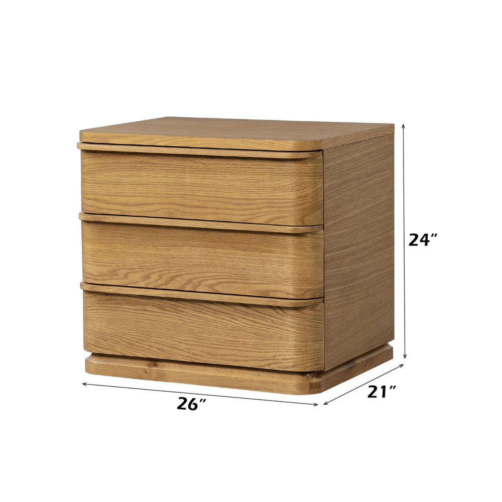 English Elm Zoey Wire-brushed White Oak Veneer Nightstand with Smooth Drawer for Modern Bedrooms B2756P504967