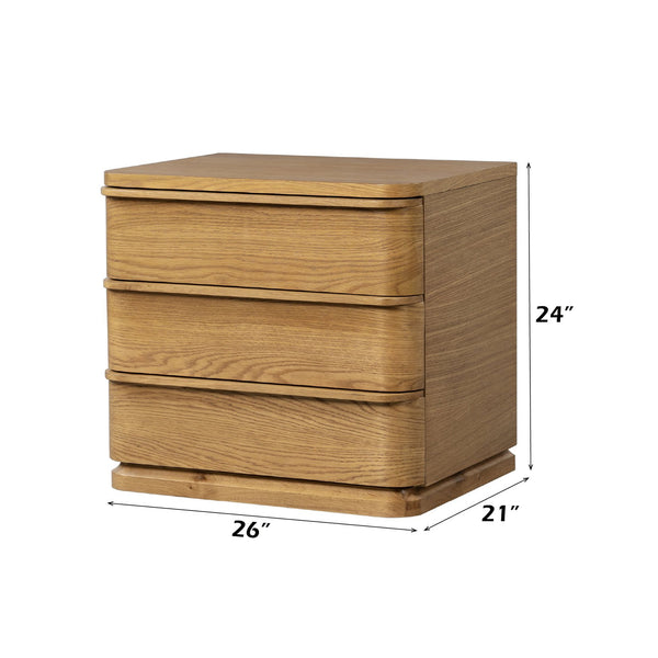 English Elm Zoey Wire-brushed White Oak Veneer Nightstand with Smooth Drawer for Modern Bedrooms B2756P504967
