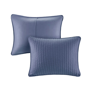 English Elm 3 Piece Quilt Set Keaton Reversible Brushed Microfiber Full/Queen with Antimicrobial Freshness Protection Navy 15.35 L x 17.72 W x 7.87 H B035129035