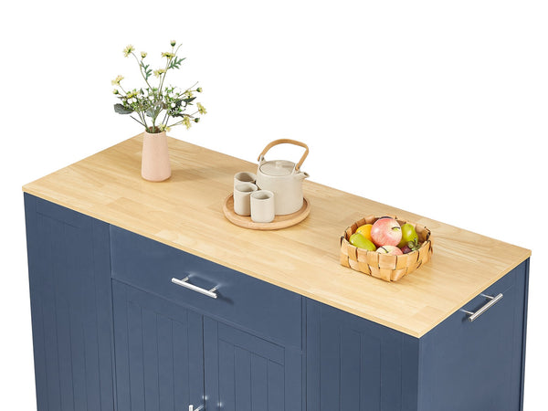 English Elm 53'' Kitchen Storage Islands with Drawers and Trash Can Storage, Modern Farmhouse Design, 53.2"W x 20.9"D x 38.0"H Navy Blue W1820P281266