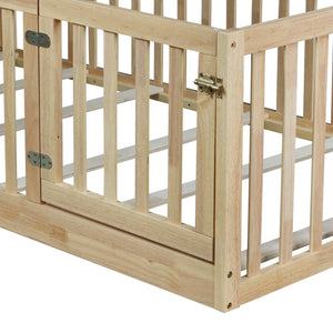 English Elm Twin Montessori Floor Bed Solid Rubber Wood with Safety Fence Rails Toddler Room W504P411198