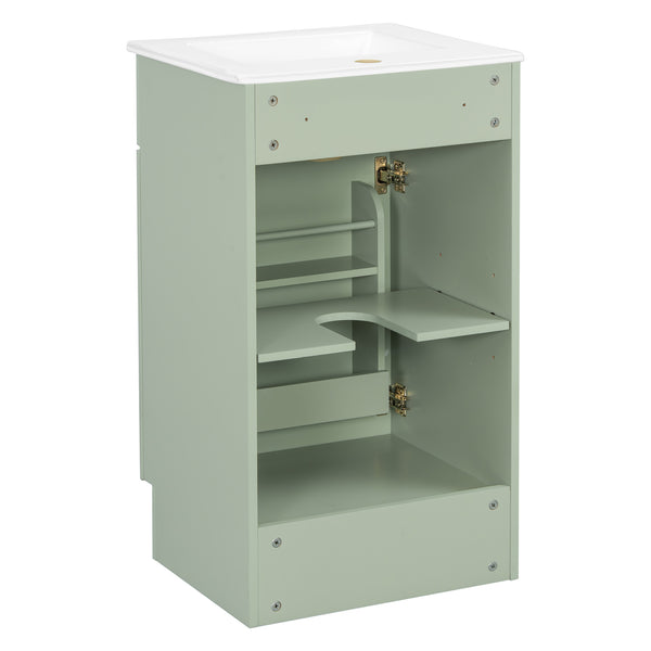 English Elm [video] Compact Sage Green Bathroom Vanity with Ceramic Sink Soft Close Cabinet N759P237932G