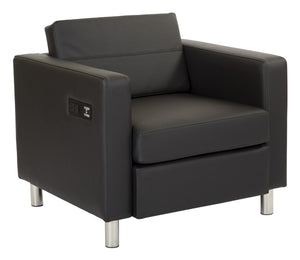 OSP Home Furnishings Atlantic Lounge Chair with Built-in Ac Outlet and Usb Port for Modern Living Spaces Black ATL51-R107